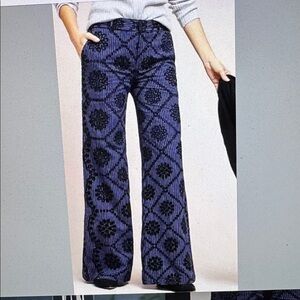 Anthropologie  Black and Blue  Embroidered Eyelet Women's Wide Leg Pants NWOT